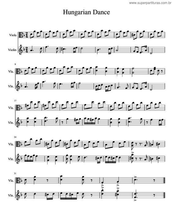 Partitura da música Hungarian Dance