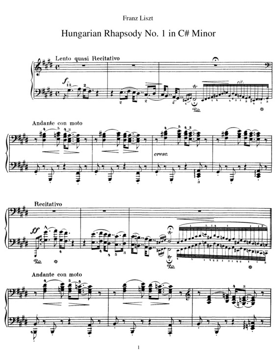 Partitura da música Hungarian Rhapsody No. 1