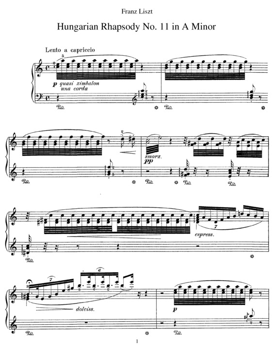 Partitura da música Hungarian Rhapsody No. 11