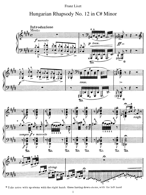 Partitura da música Hungarian Rhapsody No. 12