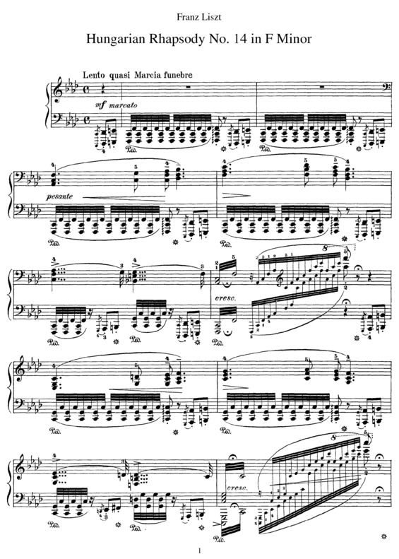 Partitura da música Hungarian Rhapsody No. 14