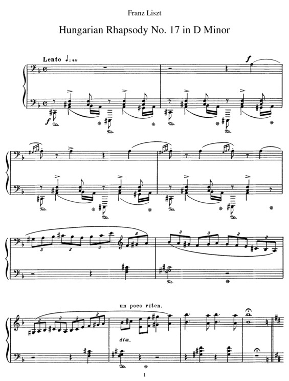 Partitura da música Hungarian Rhapsody No. 17