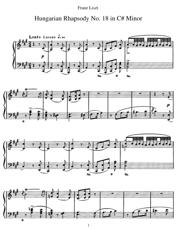Partitura da música Hungarian Rhapsody No. 18
