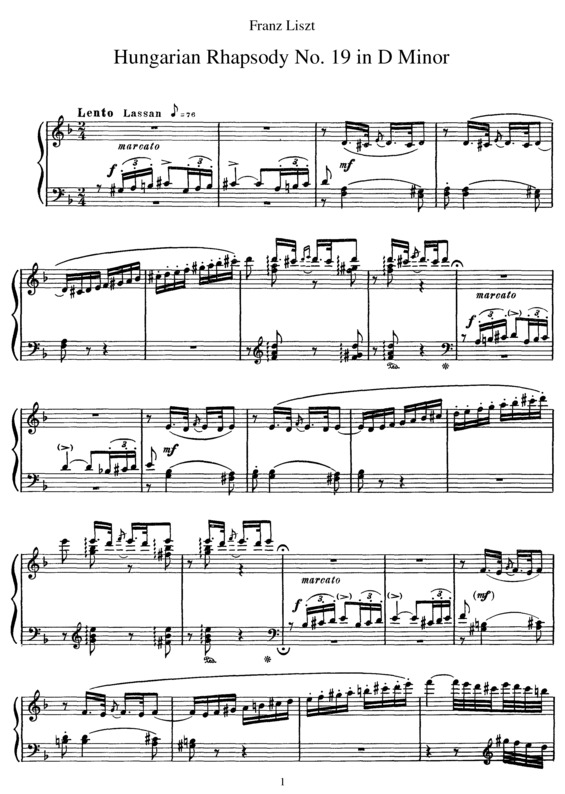 Partitura da música Hungarian Rhapsody No. 19