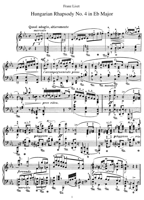 Partitura da música Hungarian Rhapsody No. 4