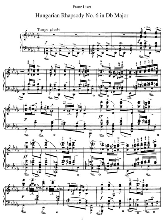 Partitura da música Hungarian Rhapsody No. 6
