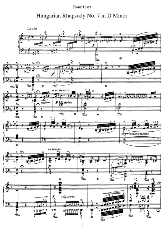 Partitura da música Hungarian Rhapsody No. 7