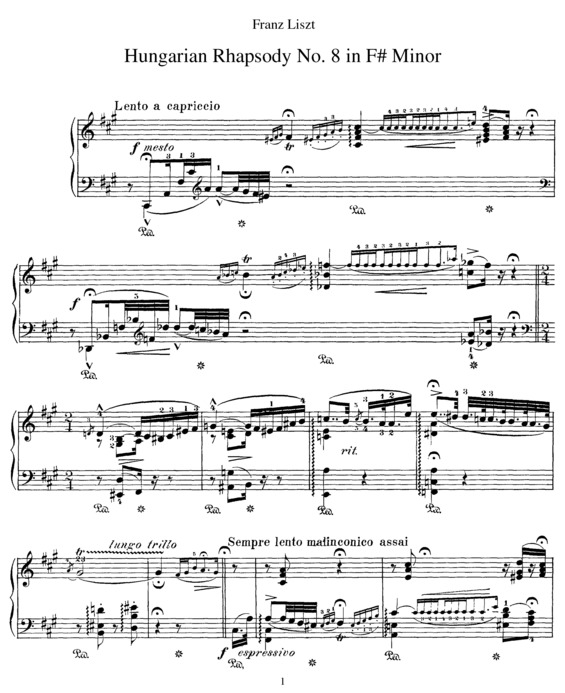 Partitura da música Hungarian Rhapsody No. 8