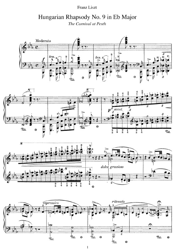 Partitura da música Hungarian Rhapsody No. 9