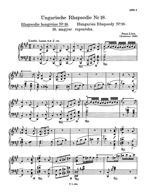 Partitura da música Hungarian Rhapsody No.18