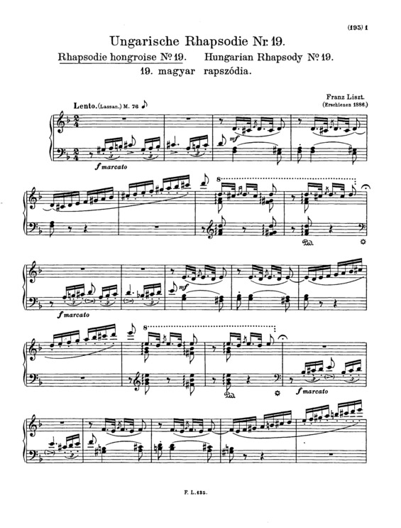 Partitura da música Hungarian Rhapsody No.19