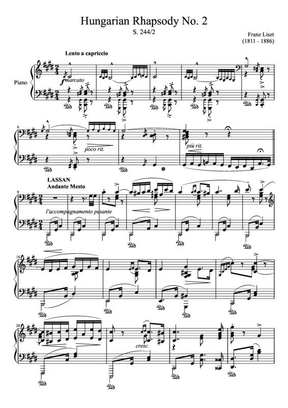 Partitura da música Hungarian Rhapsody No 2
