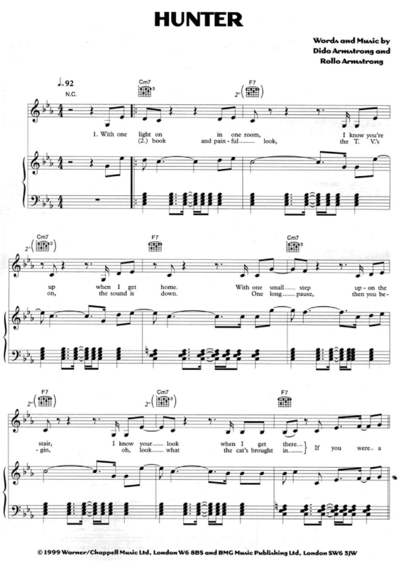 Partitura da música Hunter v.2