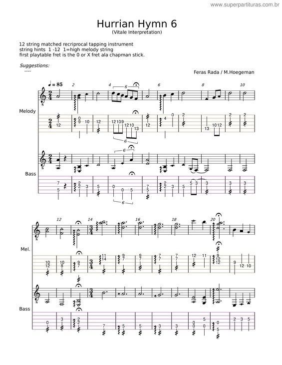 Partitura da música Hurrianhymn6–Vitale