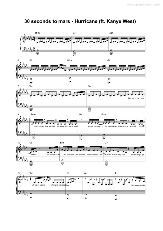 Partitura da música Hurricane