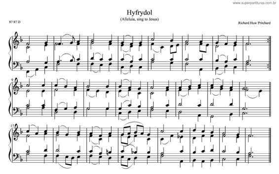 Partitura da música Hyfrydol