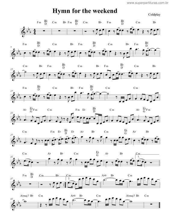 Partitura da música Hymn For The Weekend