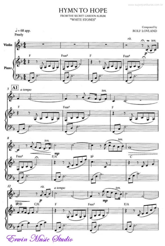 Partitura da música Hymn to Hope