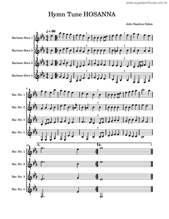 Partitura da música Hymn Tune Hosanna – John Bacchus Dykes
