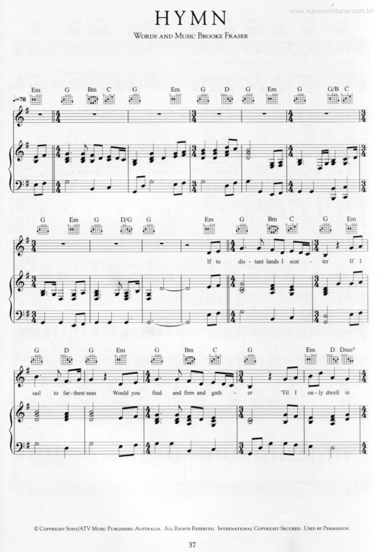 Partitura da música Hymn