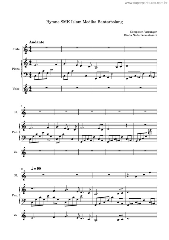 Partitura da música Hymne Smk Islam Medika Bantarbolang
