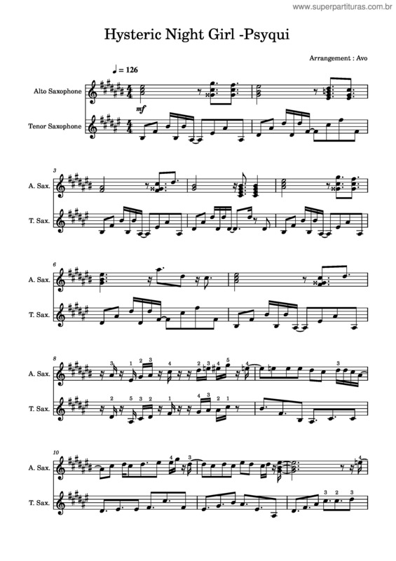 Partitura da música Hysteric Night Girl–Psyqui