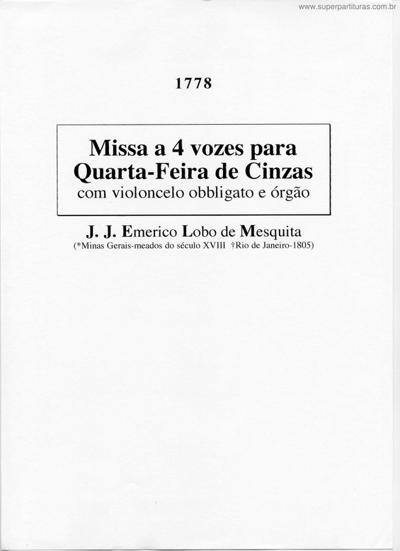 Partitura da música I - Para A Benção Da Cinza