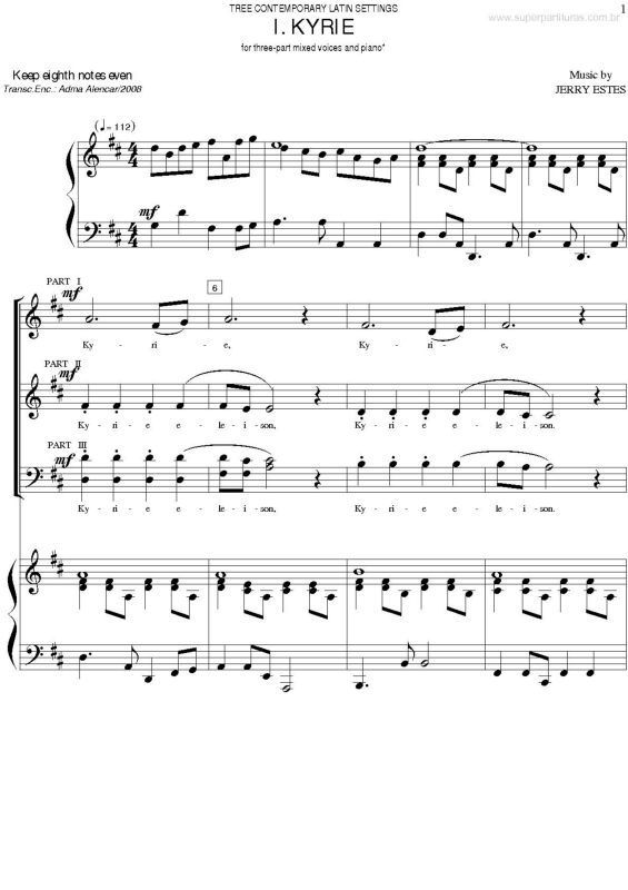 Partitura da música I. Kyrie