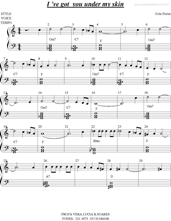 Partitura da música I `ve got you under my skin