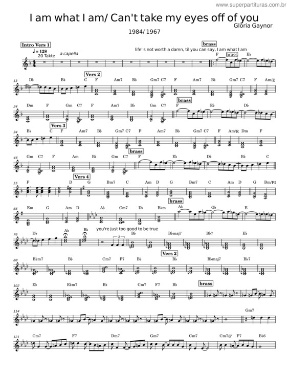 Partitura da música I Am What I Am – Gloria Gaynor