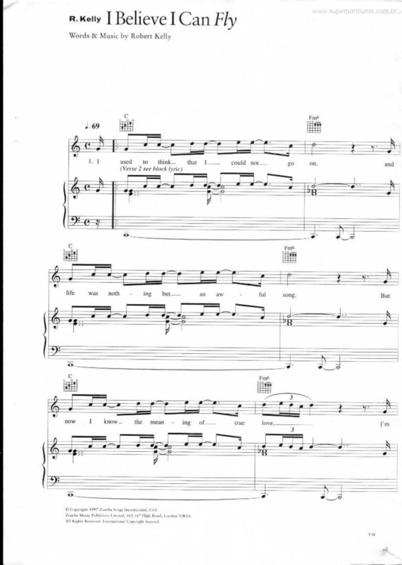 Partitura da música I Believe I Can Fly (Space Jam) v.2