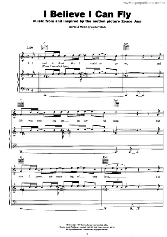 Partitura da música I Believe I Can Fly v.2