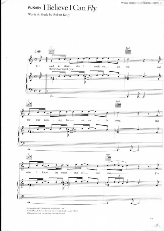 Partitura da música I Believe I Can Fly v.3