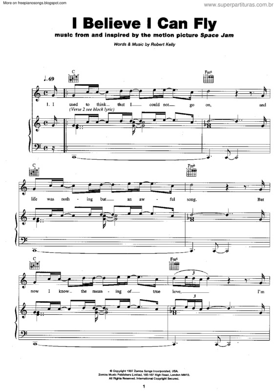 Partitura da música I Believe I Can Fly v.5