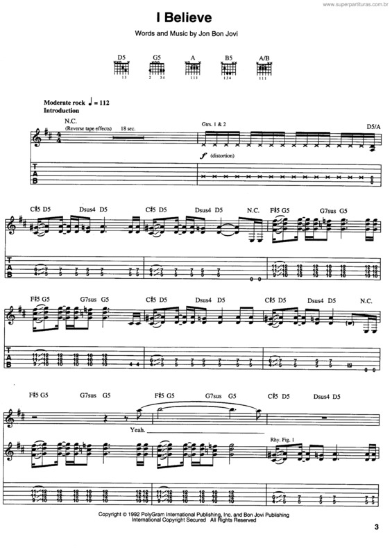 Partitura da música I Believe v.2