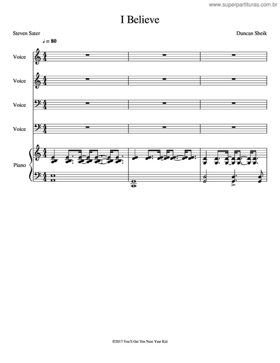 Partitura da música I Believe v.4