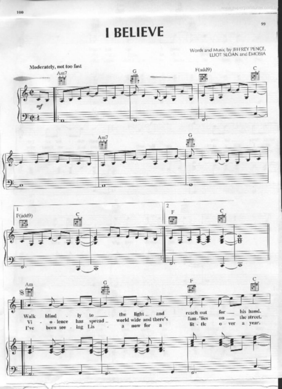 Partitura da música I Believe