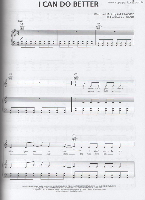 Partitura da música I Can Do Better v.2