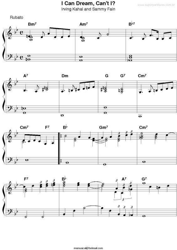 Partitura da música I Can Dream, Can`t I?