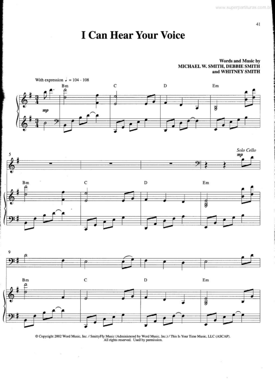 Partitura da música I Can Hear Your Voice v.2