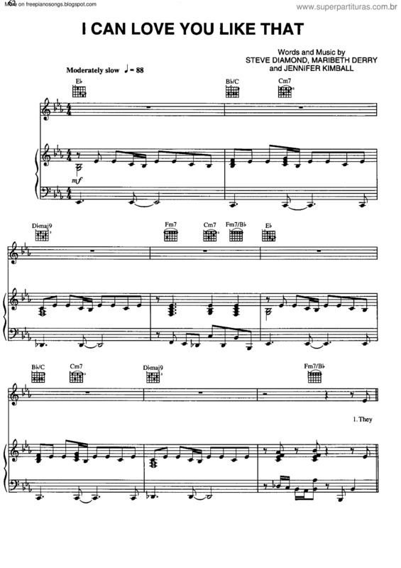 Partitura da música I Can Love You Like That v.2