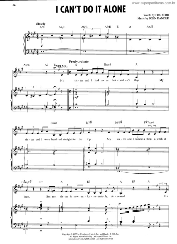 Partitura da música I Can`t Do It Alone v.2