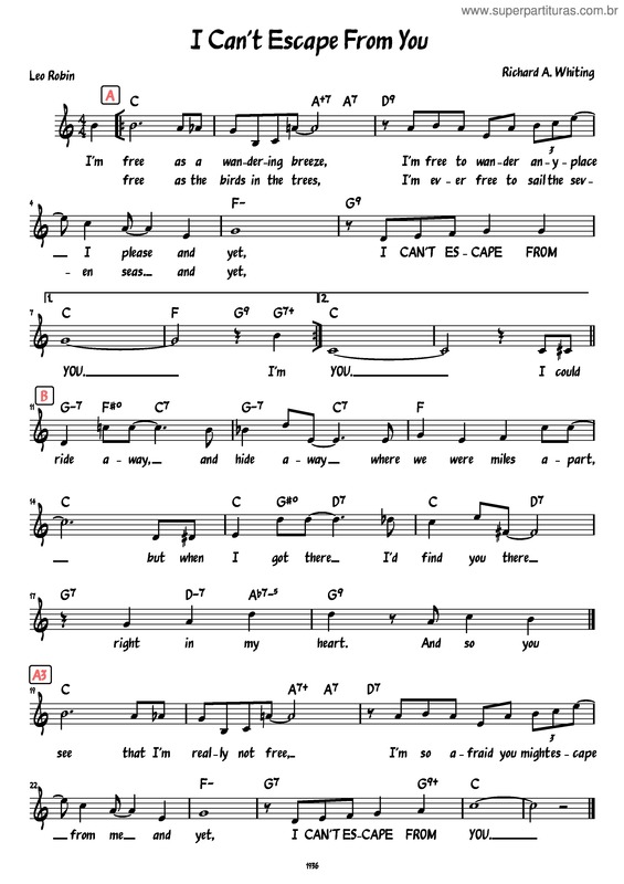 Partitura da música I Can`T Escape From You