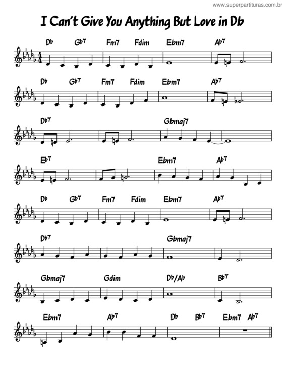 Partitura da música I Can`T Give You Anything But Love In Db v.2
