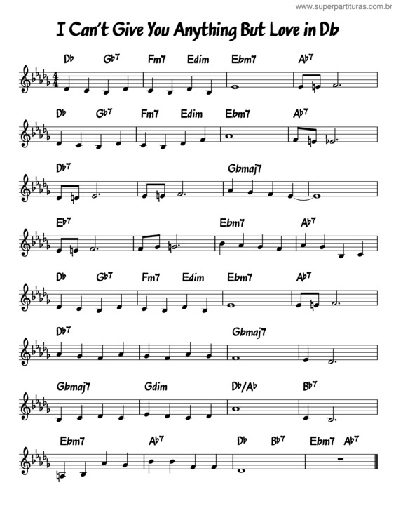 Partitura da música I Can`T Give You Anything But Love In Db