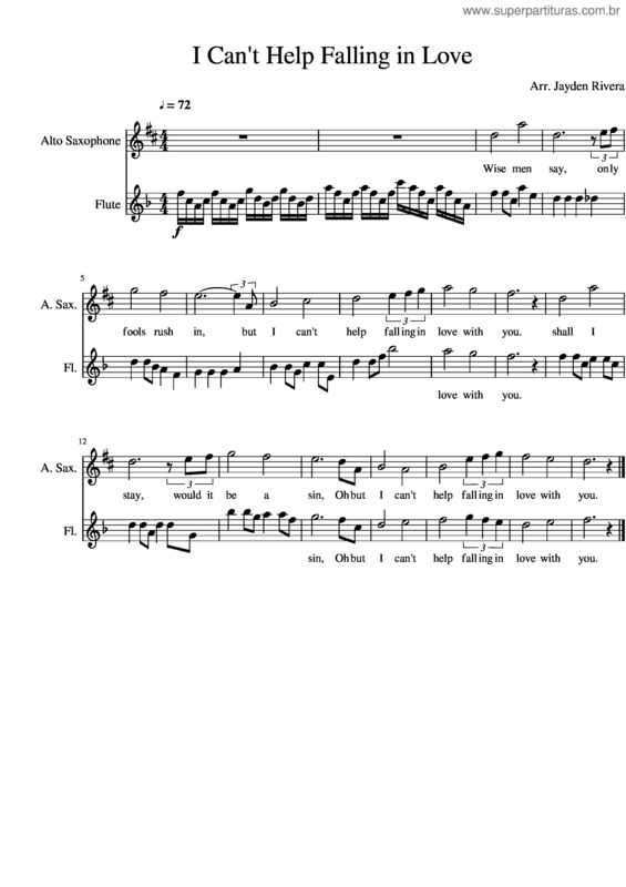 Partitura da música I Can`T Help Falling In Love – H Peretti;L Creatore;G D Weiss;Pentatonix