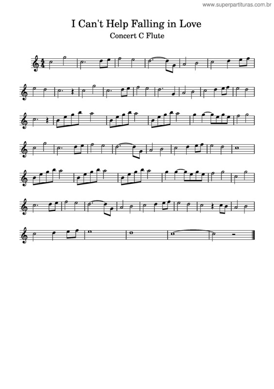 Partitura da música I Can`T Help Falling In Love v.2