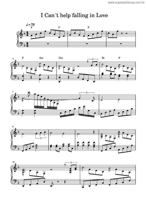 Partitura da música I Can´T Help Falling In Love v.3