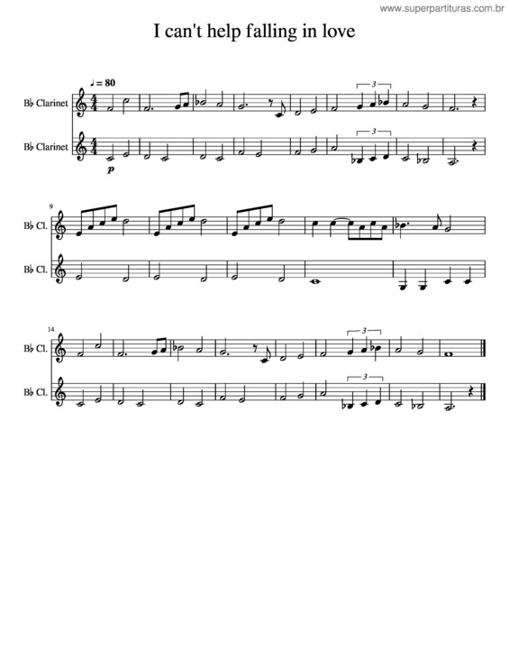 Partitura da música I Can`T Help Falling In Love v.5