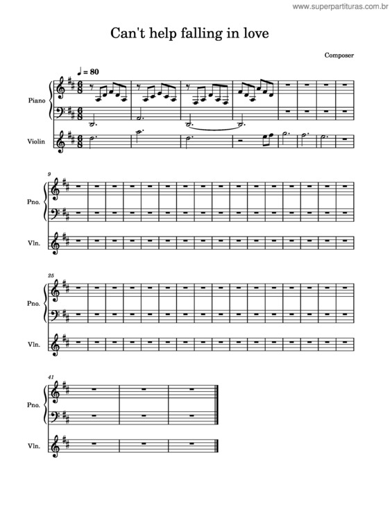 Partitura da música I Can`T Help Falling In Love With You – Elvis Presley Can`T Help Falling In Love With You